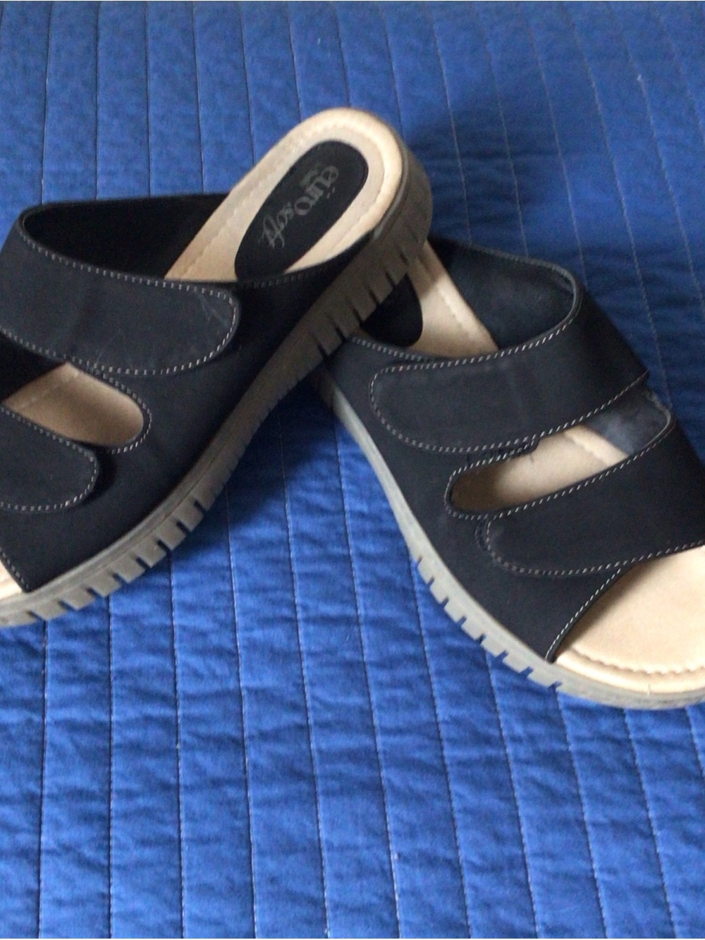 Women's Black Casual Slide Sandals by Eurosoft